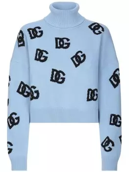 Dolce & Gabbana свитер с вышитым логотипом, синий