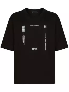 Dolce & Gabbana text-print cotton T-shirt, черный