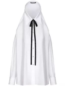 Dolce & Gabbana tie-neck poplin shirt, белый