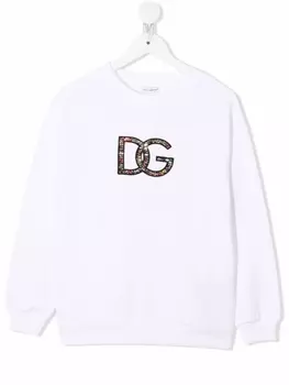 Dolce & Gabbana толстовка с логотипом и кристаллами, белый