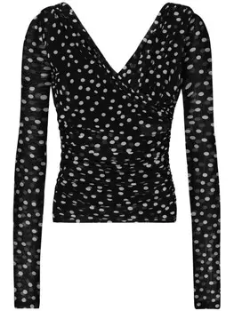 Dolce & Gabbana топ из тюля в горох, черный