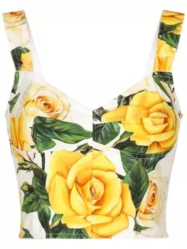 Dolce & Gabbana топ-корсет с цветочным принтом, белый