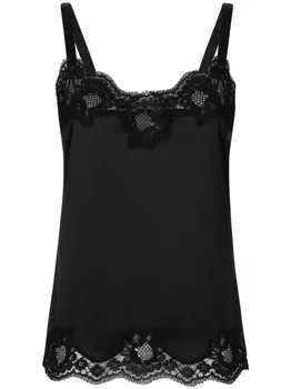 Dolce & Gabbana топ на бретелях с кружевом, черный