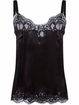 Dolce & Gabbana топ на бретелях с кружевом, черный