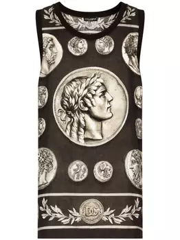 Dolce & Gabbana топ Roman с принтом, коричневый