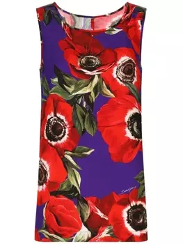 Dolce & Gabbana топ с круглым вырезом и принтом, фиолетовый