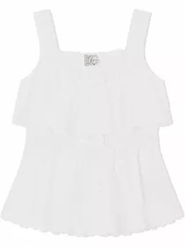 Dolce & Gabbana топ с оборками и логотипом DG, белый