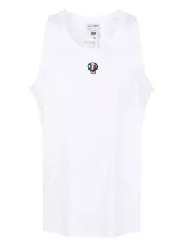 Dolce & Gabbana топ с вышитым логотипом, белый