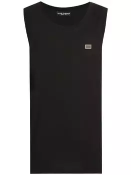 Dolce & Gabbana топ с вышитым логотипом, черный