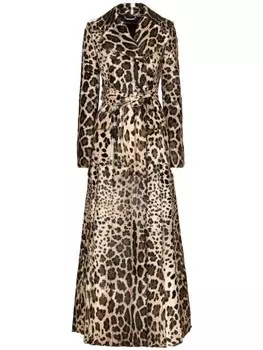 Dolce & Gabbana тренч с леопардовым принтом, нейтральный цвет