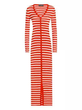 Dolce & Gabbana трикотажное платье в полоску, красный