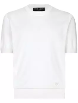 Dolce & Gabbana трикотажный топ с вышитым логотипом, белый