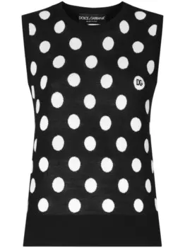 Dolce & Gabbana трикотажный топ в горох, черный