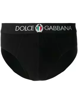 Dolce & Gabbana трусы-брифы с вышитым логотипом, черный