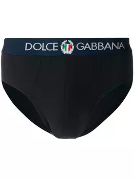 Dolce & Gabbana трусы-брифы с вышитым логотипом, синий