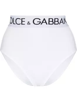 Dolce & Gabbana трусы-брифы с завышенной талией и логотипом, белый