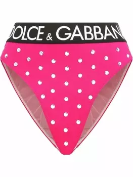 Dolce & Gabbana трусы-брифы с завышенной талией и стразами, розовый