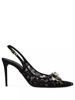 Dolce & Gabbana туфли с ремешком на пятке и кристаллами, черный