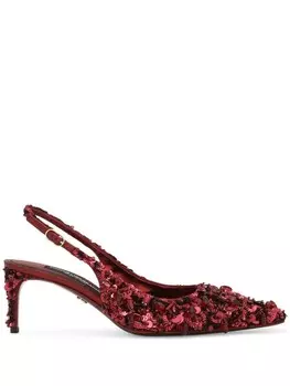 Dolce & Gabbana туфли с ремешком на пятке и кристаллами, красный
