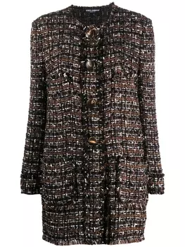 Dolce & Gabbana твидовое однобортное пальто, коричневый