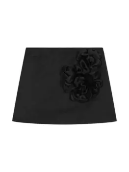 Dolce & Gabbana юбка А-силуэта с цветочной аппликацией, черный