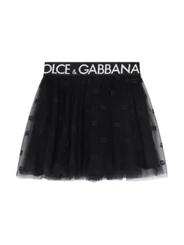 Dolce & Gabbana юбка из тюля с логотипом, черный