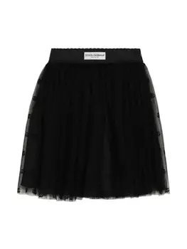 Dolce & Gabbana юбка из тюля с нашивкой-логотипом, черный
