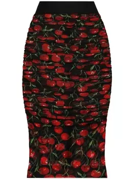 Dolce & Gabbana юбка-карандаш со сборками и принтом, черный