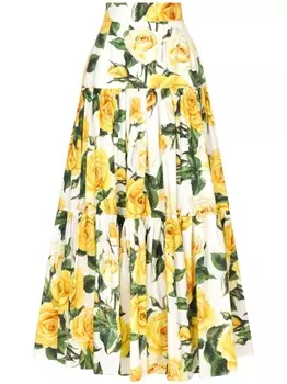 Dolce & Gabbana юбка макси с принтом, белый