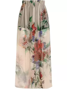 Dolce & Gabbana юбка миди с цветочным принтом, нейтральный