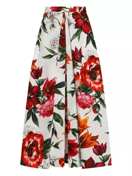 Dolce & Gabbana юбка миди с цветочным принтом, белый