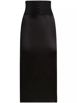 Dolce & Gabbana юбка миди с кружевной аппликацией, черный