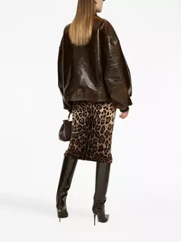 Dolce & Gabbana юбка миди с леопардовым принтом, коричневый