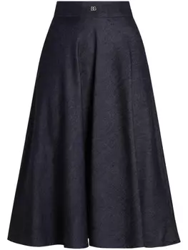 Dolce & Gabbana юбка миди с логотипом, синий
