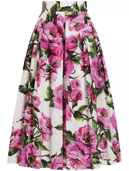 Dolce & Gabbana юбка миди с принтом, белый
