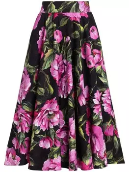 Dolce & Gabbana юбка миди с принтом, черный