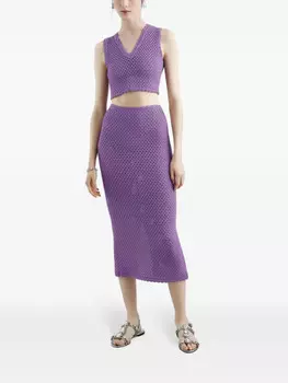 Dolce & Gabbana юбка миди в технике кроше, фиолетовый