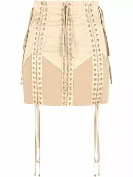 Dolce & Gabbana юбка мини из джерси со шнуровкой, нейтральный цвет