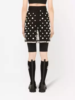 Dolce & Gabbana юбка мини из тюля с искусственным жемчугом, черный