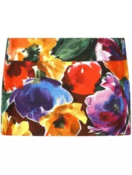 Dolce & Gabbana юбка мини с цветочным принтом, красный