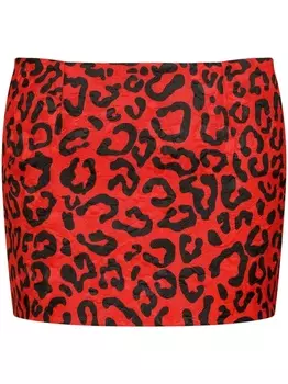 Dolce & Gabbana юбка мини с леопардовым принтом, красный