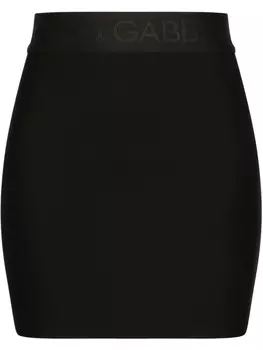 Dolce & Gabbana юбка мини с логотипом на поясе, черный