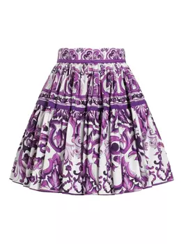 Dolce & Gabbana юбка мини с принтом Majolica, фиолетовый
