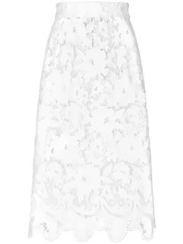 Dolce & Gabbana юбка с цветочной вышивкой, белый