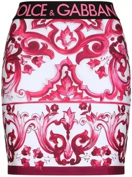 Dolce & Gabbana юбка с принтом Majolica, розовый