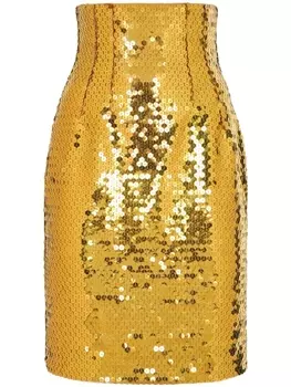 Dolce & Gabbana юбка с завышенной талией и пайетками, желтый