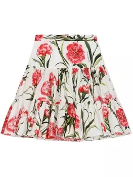Dolce & Gabbana юбка с завышенной талией и цветочным принтом, белый