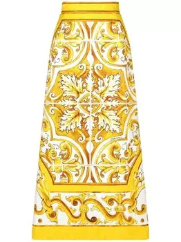 Dolce & Gabbana юбка с завышенной талией и принтом Majolica