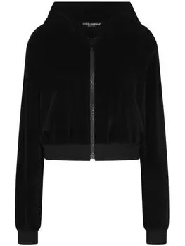 Dolce & Gabbana укороченная бархатная куртка на молнии, черный
