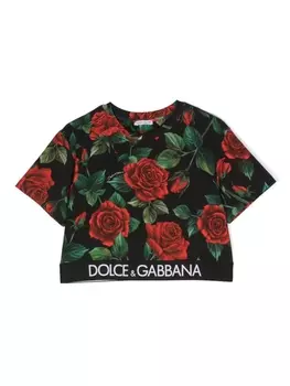 Dolce & Gabbana укороченная футболка с принтом, черный